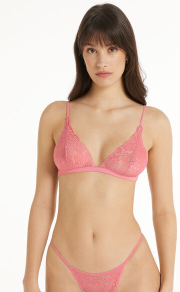 Tezenis Reggiseno Triangolo Lisbon Senza Imbottitura in Pizzo Riciclato Donna Rosa Chiaro Tamaño 3B