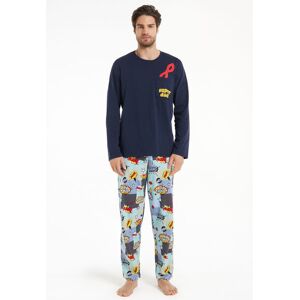 Tezenis Pigiama Lungo in Cotone Stampa Super Dad Uomo Blu Tamaño XL