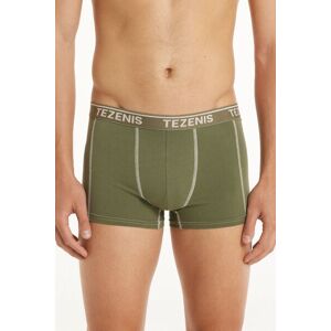 Tezenis Boxer in Cotone Cuciture a Contrasto con Logo Uomo Verde Tamaño M