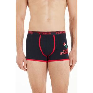 Tezenis Boxer in Cotone Stampato Bordi a Contrasto con Logo Uomo Nero Tamaño L