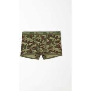 Tezenis Boxer in Cotone Stampato Bordi a Contrasto con Logo Uomo Verde Tamaño M