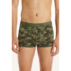 Tezenis Boxer in Cotone Stampato Bordi a Contrasto con Logo Uomo Verde Tamaño XXL