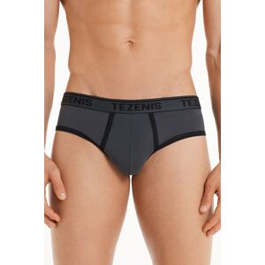 Tezenis Slip in Cotone Bordi a Contrasto con Logo Uomo Grigio Scuro Tamaño XL