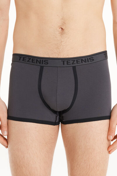 Tezenis Boxer in Cotone Bordi a Contrasto con Logo Uomo Grigio Scuro Tamaño XXL