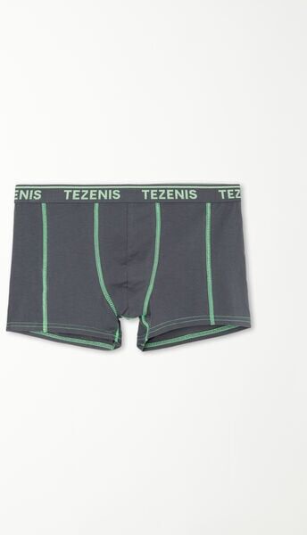 Tezenis Boxer in Cotone Cuciture a Contrasto con Logo Uomo Grigio Tamaño L