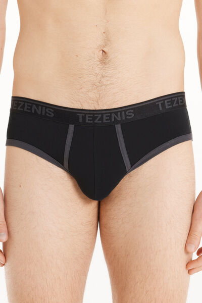 Tezenis Slip in Cotone Bordi a Contrasto con Logo Uomo Nero Tamaño L