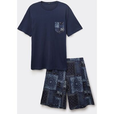 Tezenis Pigiama Corto in Cotone Bandana Uomo Blu Tamaño S Tezenis Pigiama Corto in Cotone Bandana Uomo Blu Tamaño S