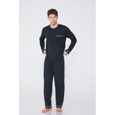 Tezenis Pigiama Manica Lunga in Cotone Piping Uomo Blu Tamaño L Tezenis Pigiama Manica Lunga in Cotone Piping Uomo Blu Tamaño L