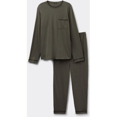 Tezenis Pigiama Manica Lunga in Cotone Piping Uomo Verde Tamaño XXL Tezenis Pigiama Manica Lunga in Cotone Piping Uomo Verde Tamaño XXL