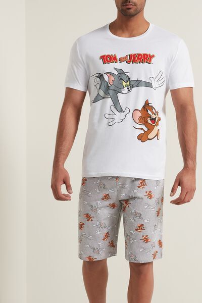 Tezenis Pigiama Corto Uomo Stampa Tom and Jerry Run Uomo Stampa