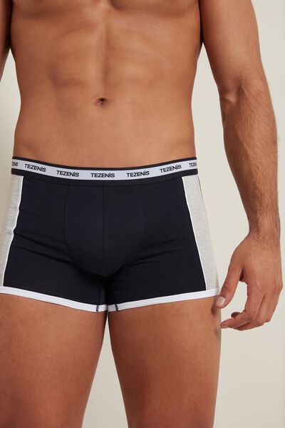 Tezenis Boxer Cotone Bicolore con Elastico Logato Uomo Blu