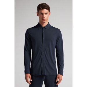 Intimissimi Camicia Piquet in Soft Silk Uomo Blu Taglia L