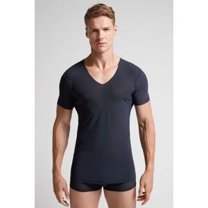 Intimissimi T-shirt in Microrete Taglio Vivo con Scollo a V Uomo Blu Taglia L