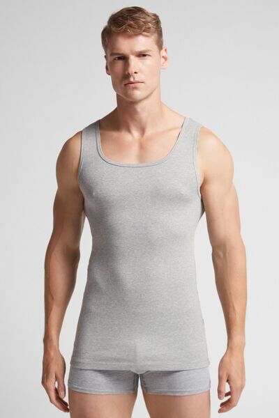 Intimissimi Canotta a Costine in Cotone Superior Uomo Grigio Taglia XL