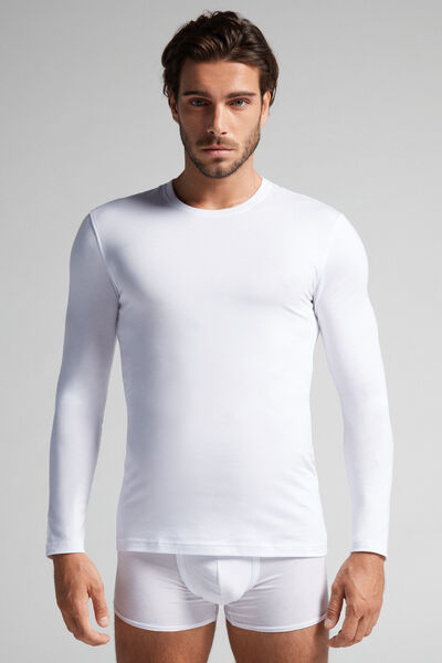 Intimissimi Maglia Manica Lunga in Cotone Superior Elasticizzato Uomo Bianco Taglia M