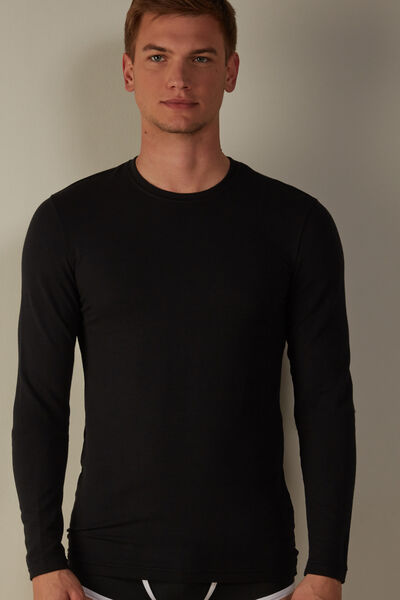 Intimissimi Maglia a Manica Lunga in Modal Cashmere Uomo Nero Taglia XXL