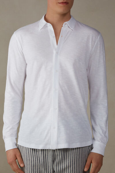 Intimissimi Camicia Manica Lunga in Cotone Fiammato Uomo Bianco Taglia L