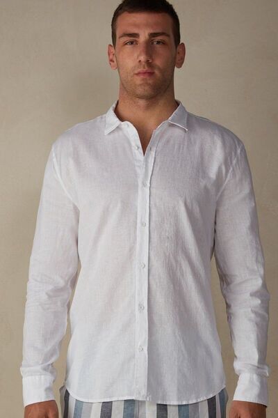 Intimissimi Camicia in Lino e Cotone Uomo Bianco Taglia M