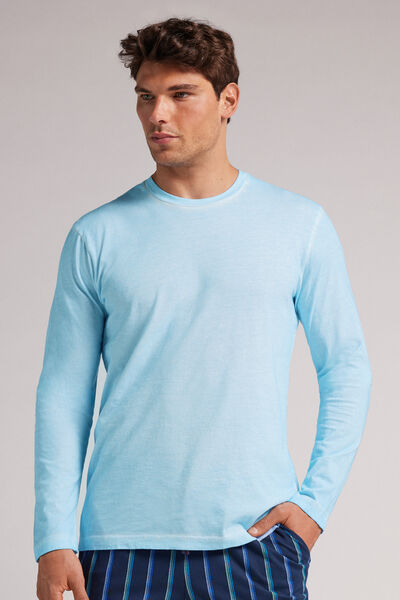 Intimissimi Maglia Manica Lunga in Cotone Washed Collection Uomo Azzurro Taglia XL