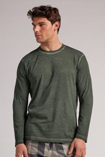 Intimissimi Maglia Manica Lunga in Cotone Washed Collection Uomo Verde Taglia XL