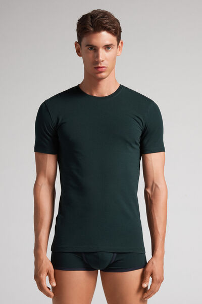 Intimissimi T-shirt in Cotone Superior Elasticizzato Uomo Verde Taglia S