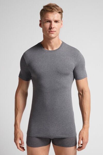 Intimissimi T-shirt in Cotone Superior Elasticizzato Uomo Grigio Scuro Taglia XL