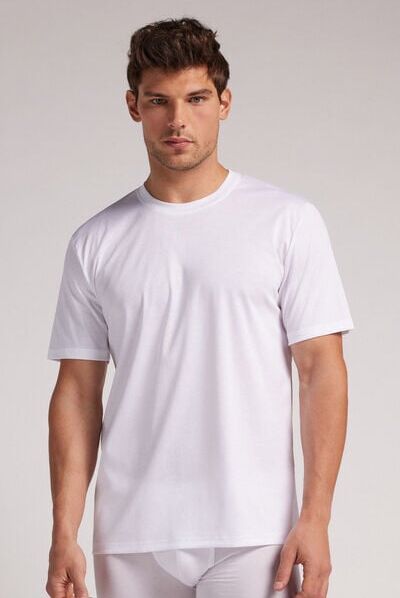 Intimissimi T-shirt in Cotone Premium Mercerizzato Uomo Bianco Taglia M