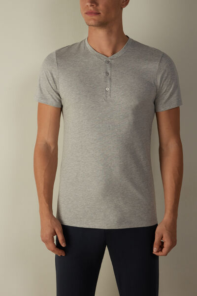 Intimissimi T-shirt a Serafino in Cotone Superior Uomo Grigio Taglia S