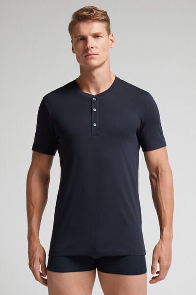 Intimissimi T-shirt a Serafino in Cotone Superior Uomo Blu Taglia L