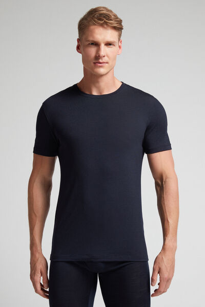 Intimissimi T-shirt in Lana Merino Elasticizzata Uomo Blu Taglia M