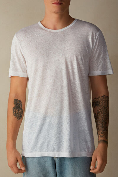 Intimissimi T-shirt in Lino Uomo Bianco Taglia M