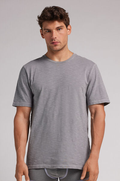 Intimissimi T-shirt Washed Collection in Jersey di Cotone Fiammato Uomo Grigio Taglia S