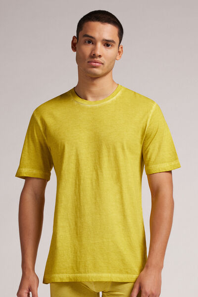 Intimissimi Maglia Manica Corta in Cotone Washed Collection Uomo Giallo Taglia XL