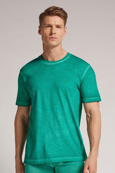 Intimissimi Maglia Manica Corta in Cotone Washed Collection Uomo Verde Taglia XL