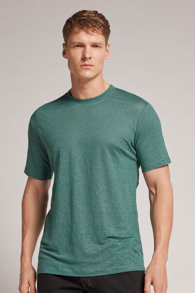 Intimissimi T-shirt in Lino Uomo Verde Taglia S