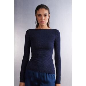 Intimissimi Maglia Girocollo in Modal Light con Cashmere Lamè Donna Blu Taglia S