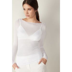 Intimissimi Maglia in Modal Ultralight con Cashmere con scollo a Barchetta Donna Bianco Taglia XL