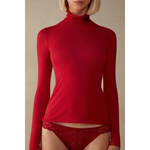 Intimissimi Maglia in Modal Ultralight con Cashmere Collo Alto Donna Rosso Taglia M