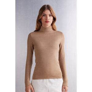 Intimissimi Maglia Collo Alto Wool & Cotton a Manica Lunga Donna Marrone Taglia M