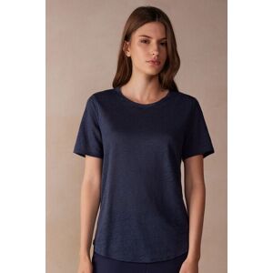 Intimissimi Maglia Manica Corta in Lino Donna Blu Taglia L