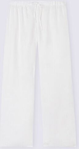 Intimissimi Pantalone Lungo con Coulisse in Tela di Lino Donna Bianco Taglia S