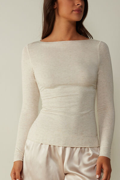 Intimissimi Maglia Girocollo in Modal Light con Cashmere Lamè Donna Rosa Chiaro Taglia S