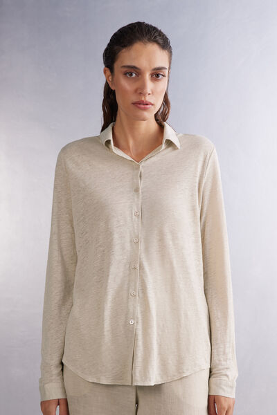 Intimissimi Camicia Manica Lunga in Lino Donna Naturale Taglia M