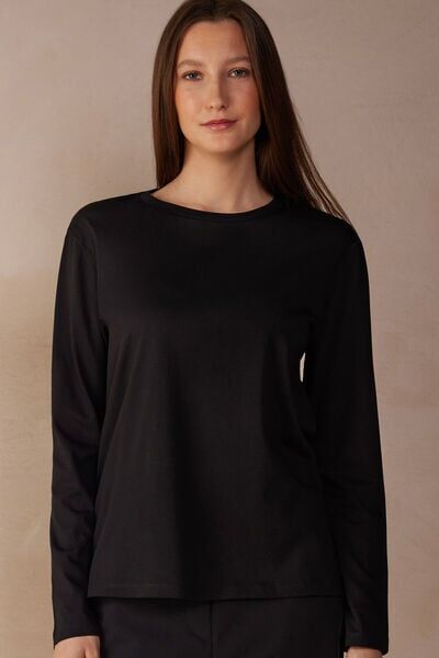 Intimissimi Maglia Oversize a Manica Lunga in Cotone Superior Donna Nero Taglia M/L