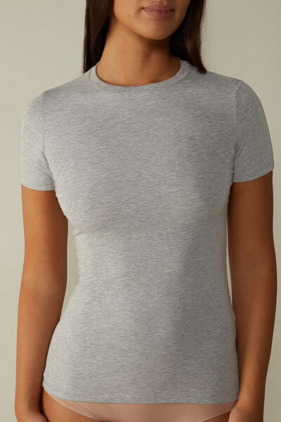 Intimissimi Maglia Manica Corta in Cotone Superior Elasticizzato Donna Grigio Taglia S