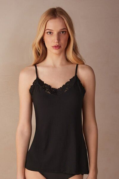 Intimissimi Top in Modal Pretty Flowers Donna Nero Taglia L