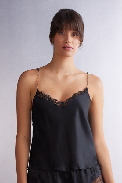 Intimissimi Top in Seta Living in Luxe Donna Nero Taglia XL