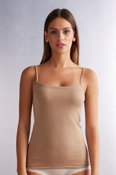 Intimissimi Top Spallina Sottile Wool & Cotton Donna Marrone Taglia M