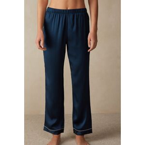 Intimissimi Pantalone Lungo in Raso di Seta Donna Blu Taglia XL