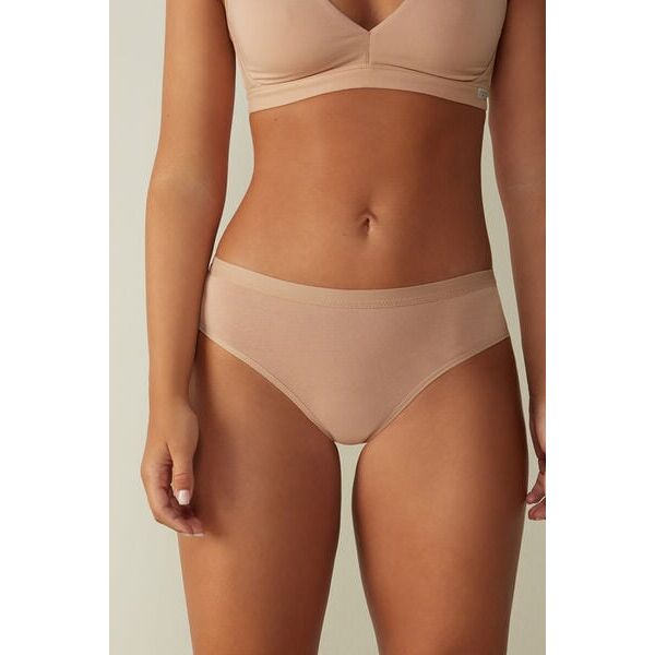 intimissimi slip vita semi-alta in cotone donna naturale taglia 2